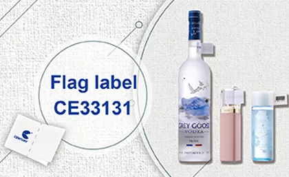 Neues Flaggen etikett für Einzelhandel waren mit Flüssigkeit im Inneren